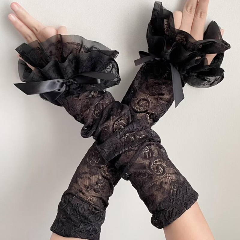 Hollow Out Lace Long Arm Sleev - Fingerless Glove Knit ulasan dan harga