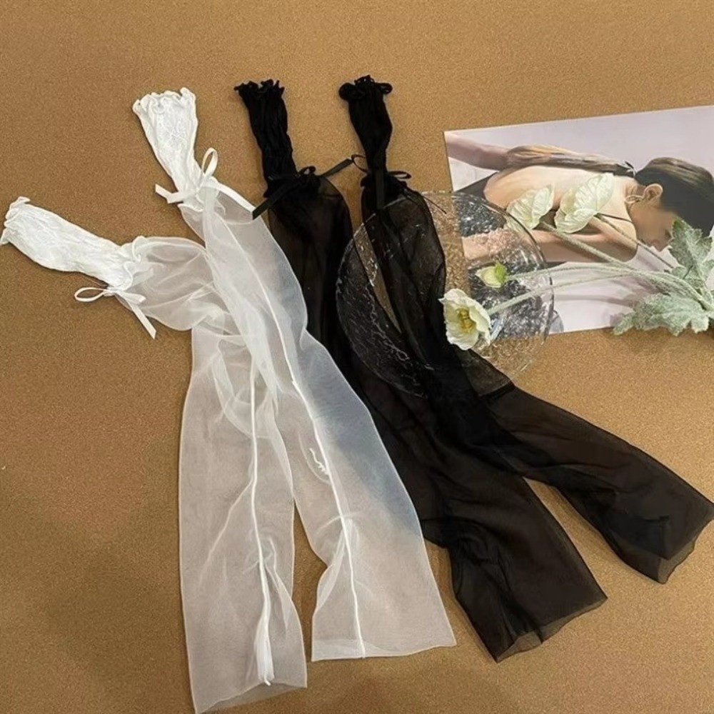 Y2K Lace Ruffle Mesh Gloves Sh - Fingerless Glove Knit ulasan dan harga