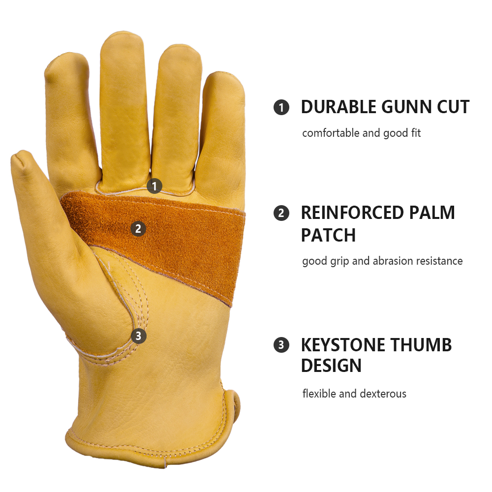 1 Pair Cowhide Heavy Duty Secu - Leather Driving Glove ulasan dan harga