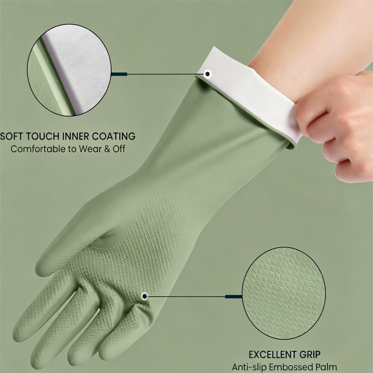 4 Pairs Reusable Rubber Dishwa - Dish Glove Rubber ulasan dan harga