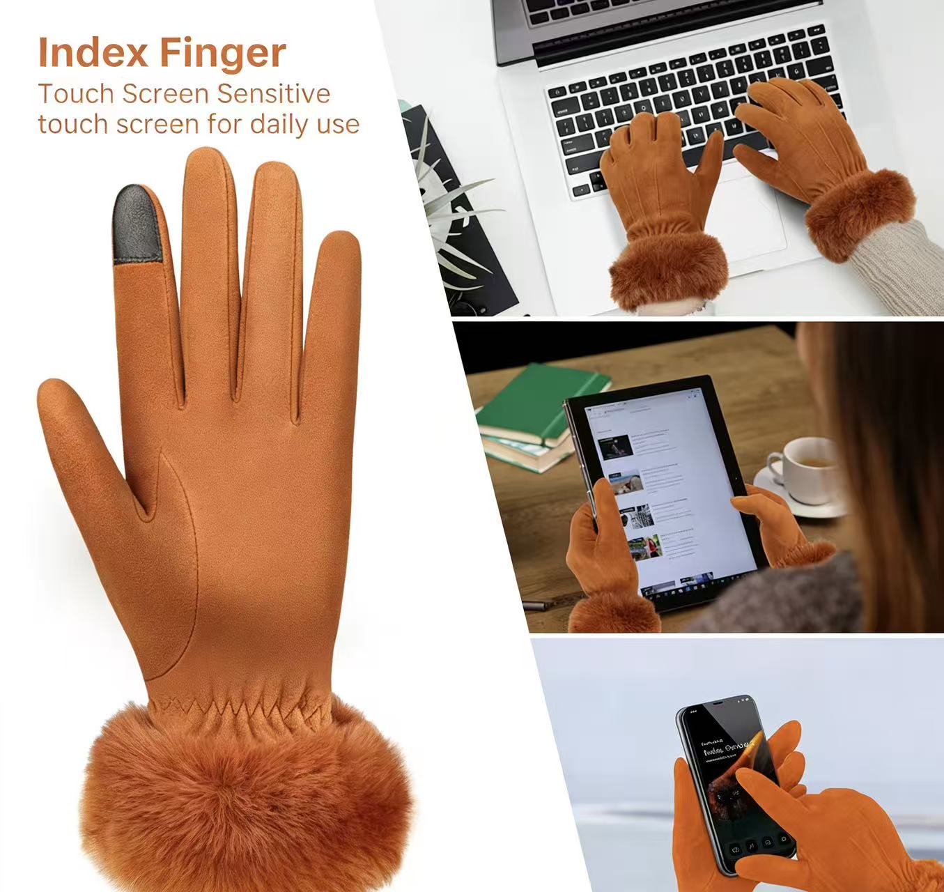 Women's Deerskin Warm Gloves A - Wool Glove Lined ulasan dan harga