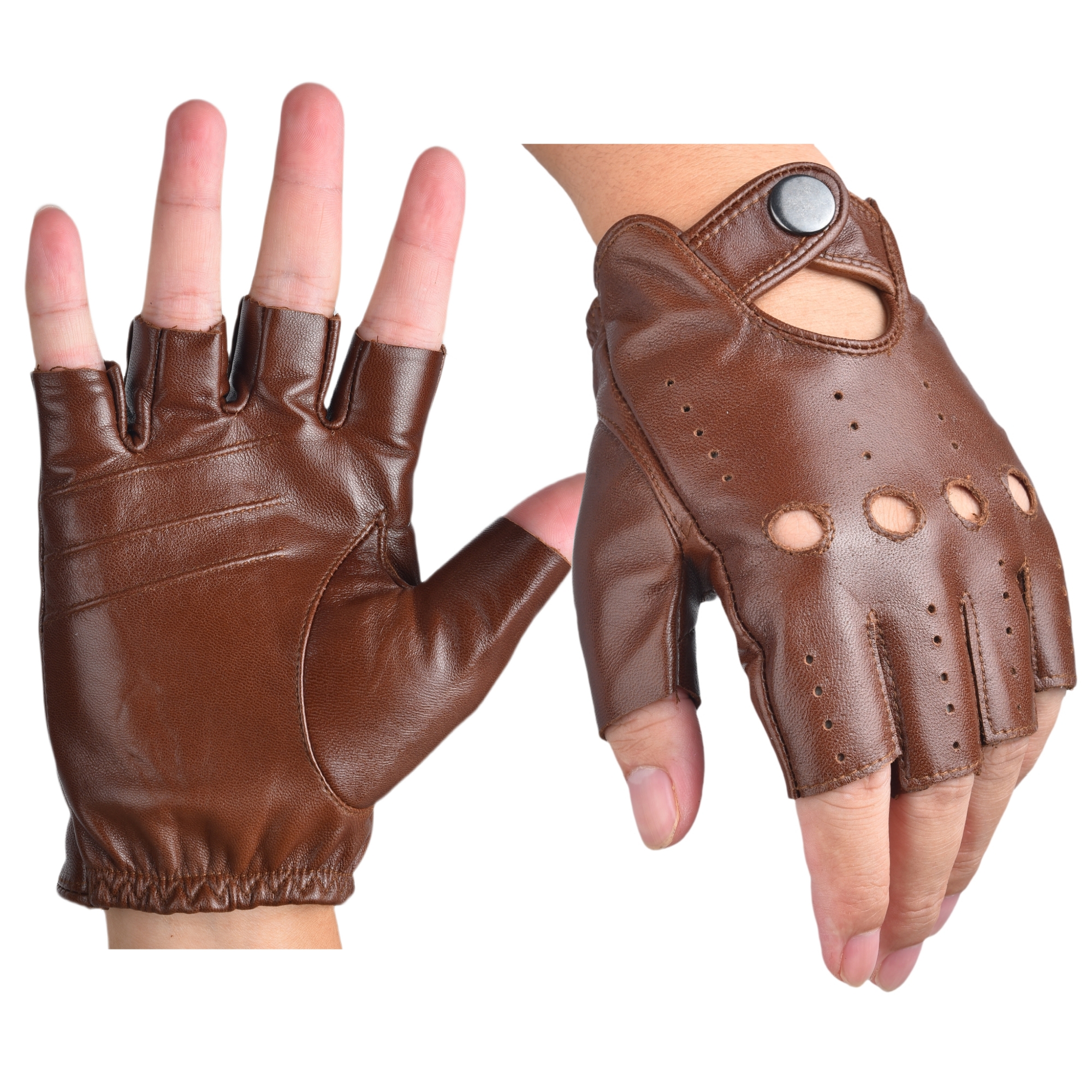 Mens Fingerless Half Finger Le - Leather Driving Glove ulasan dan harga