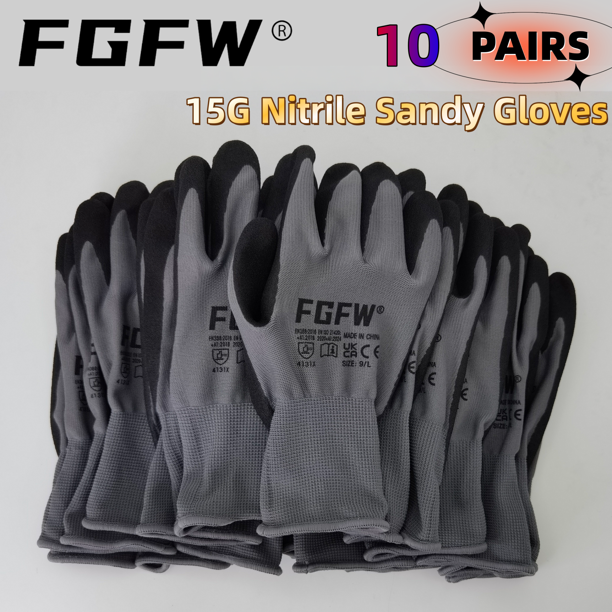 FGFW 10 Pairs Gray Nitrile San - Nitrile Mechanic Glove ulasan dan harga