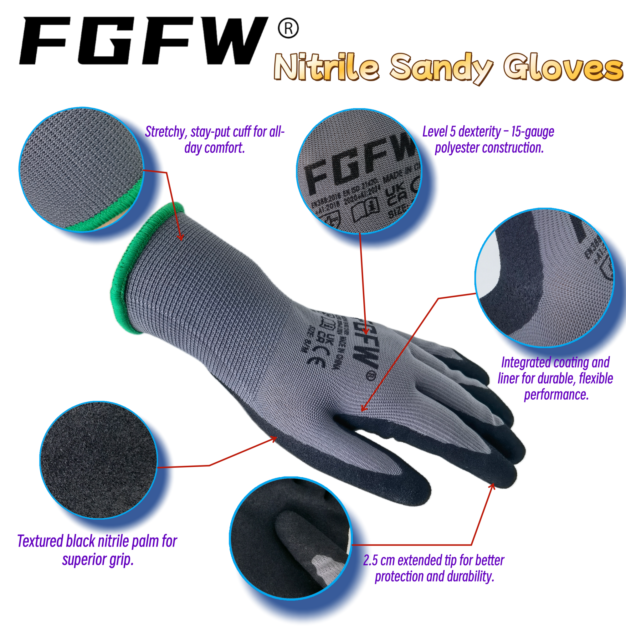 FGFW 10 Pairs Gray Nitrile San - Nitrile Mechanic Glove ulasan dan harga