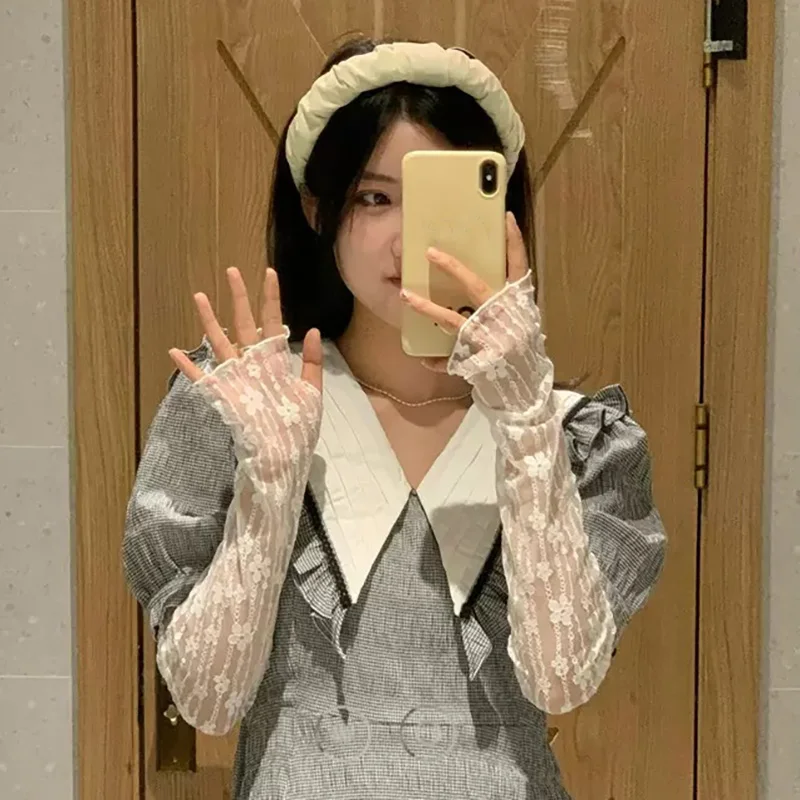 Summer Mesh Flower Lace Finger - Fingerless Glove Knit ulasan dan harga