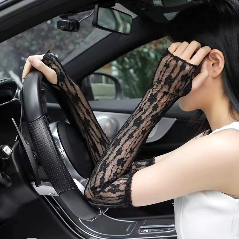 Summer Mesh Flower Lace Finger - Fingerless Glove Knit ulasan dan harga