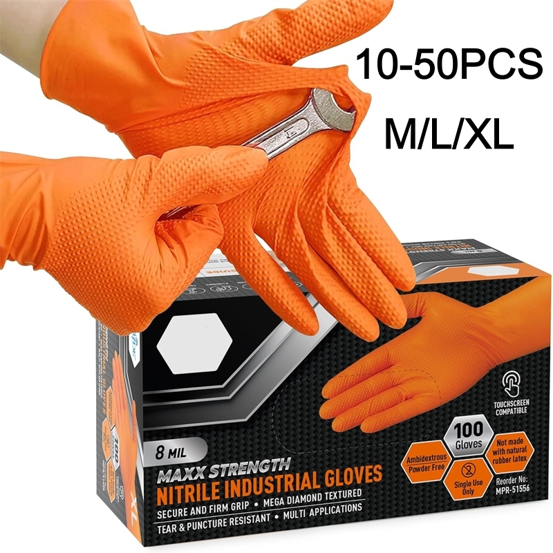 Heavy Duty Orange Nitrile Glov - Nitrile Mechanic Glove ulasan dan harga