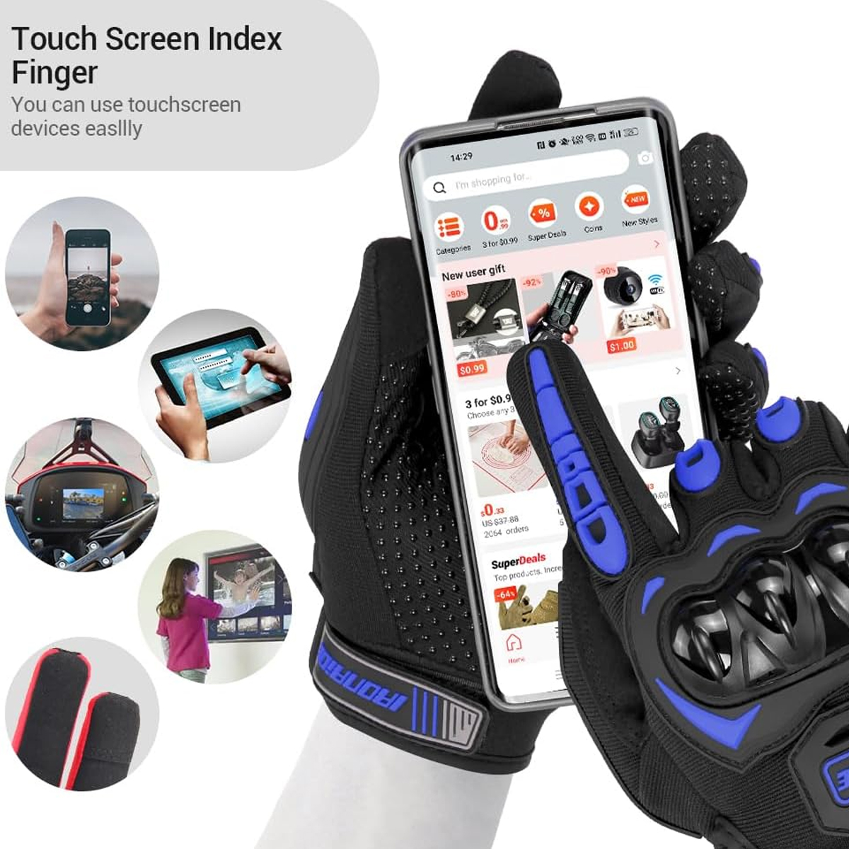 Men Motorcycle Gloves Touch Sc - Motorcycle Glove Knuckle ulasan dan harga