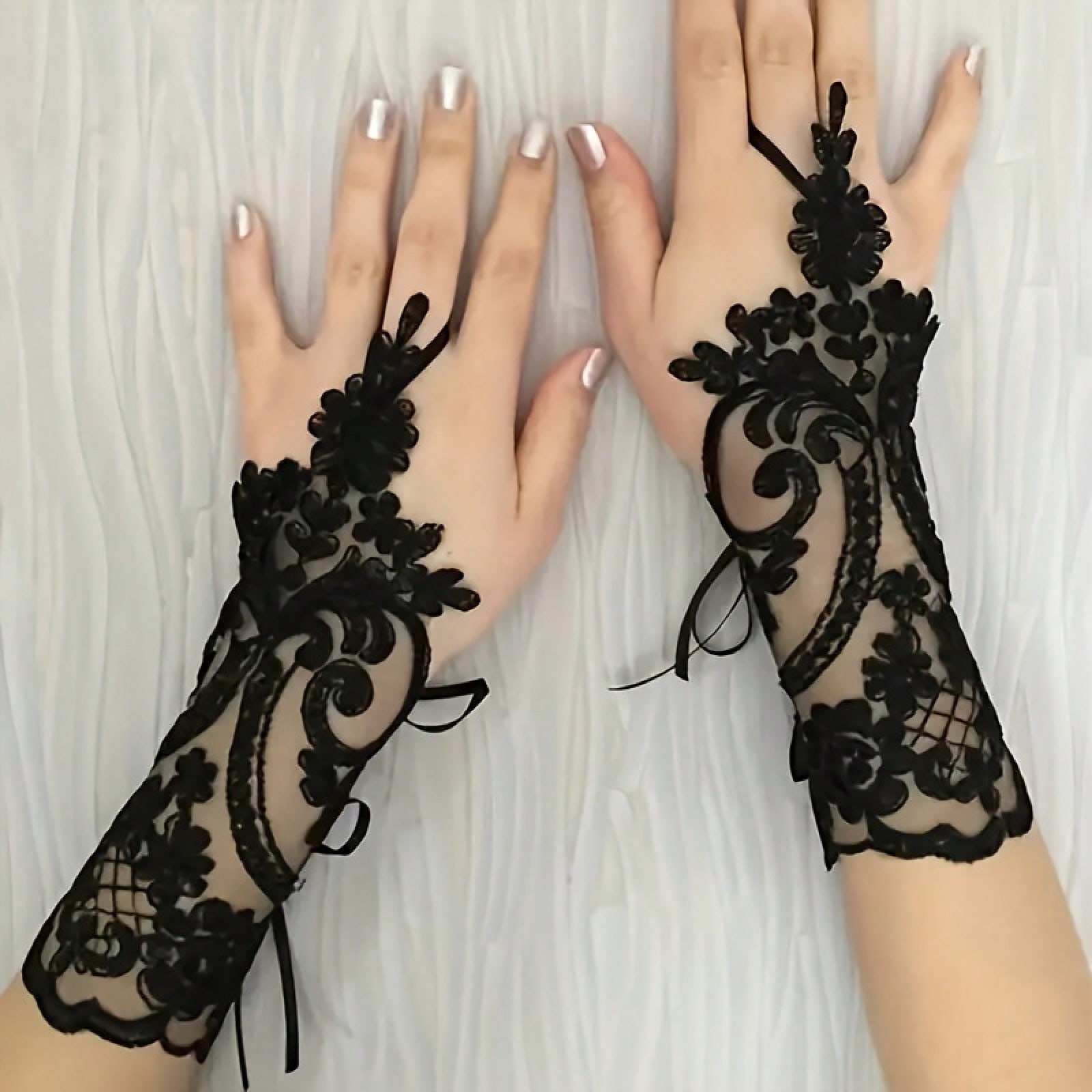 Women's Elegant Gothic Lace Gl - Fingerless Glove Knit ulasan dan harga