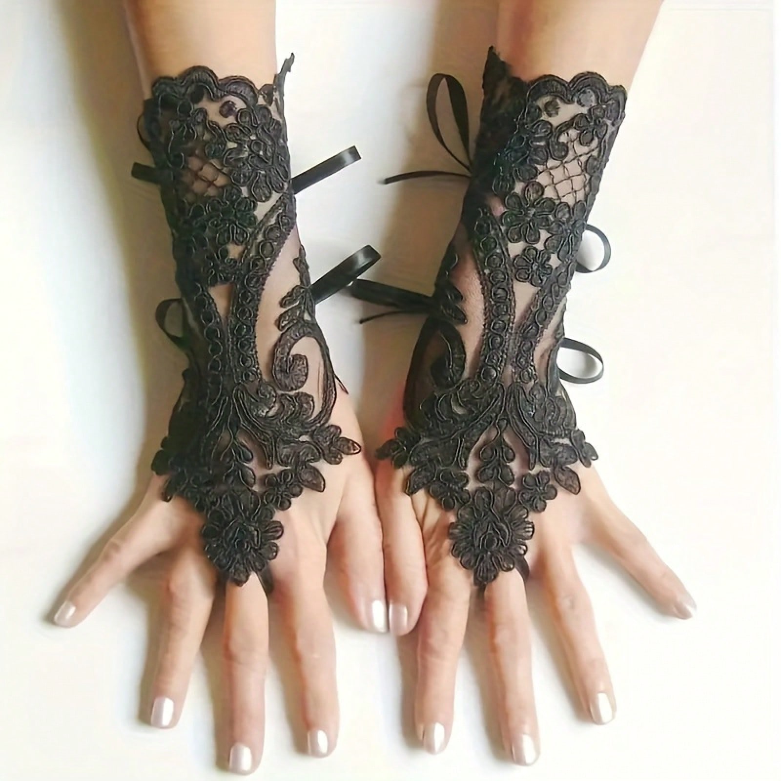 Women's Elegant Gothic Lace Gl - Fingerless Glove Knit ulasan dan harga