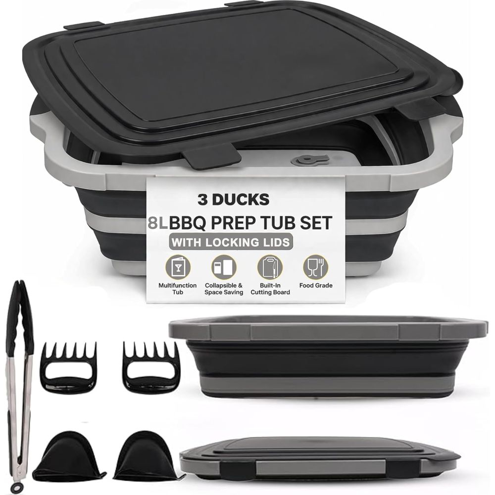 Portable 8L BBQ Prep Tub with  - Heat Resistant Glove ulasan dan harga